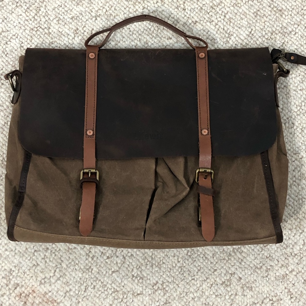 Lifewit Leather and Waxed Canvas Messenger Bag